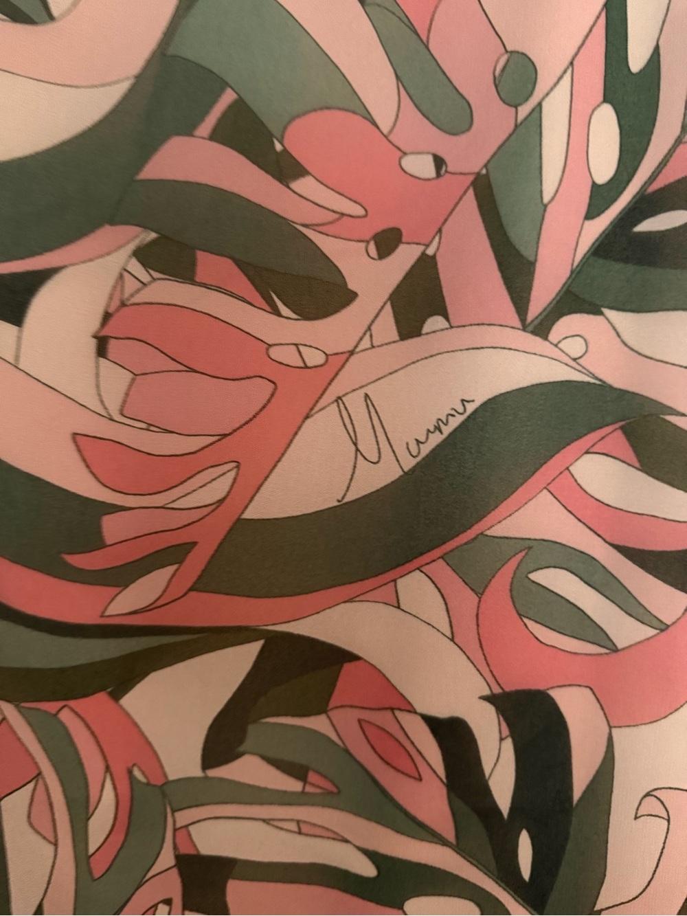 Show Me Your MuMu Dalia Pink and Olive Leaf Print Maxi with Scarf - Picture 5 of 7